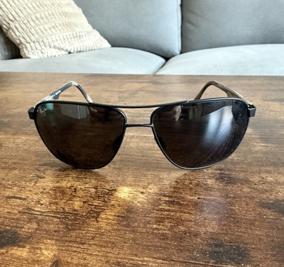 Maui Jim Grey Castles Black Matte Polarized Sunglasses with Case and Cloth
