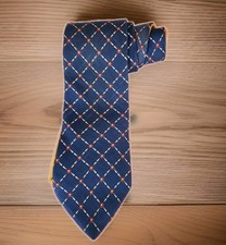 Vintage 90s Tommy Hilfiger 100 Silk Tie Double Pattern Blue/Red Lattice Yellow