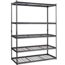 5-Tiers Heavy Duty Metal Adjustable Garage Storage Shelving Unit in Black (60 in