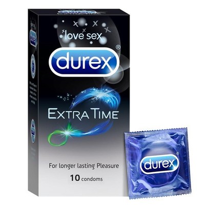 Durex Condoms Extra Time 10 Pack Delay Lubricated Natural Latex