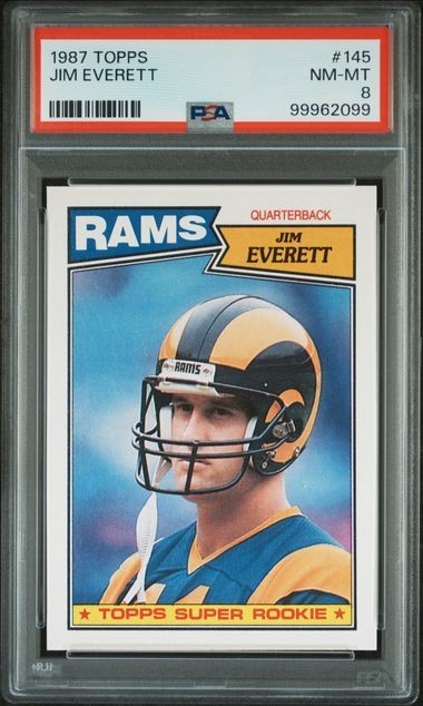Vtg 1987 Topps #145 Jim Everett Rookie RC TOUGH 2024 PSA GRADE 8 Near Mint-Mint