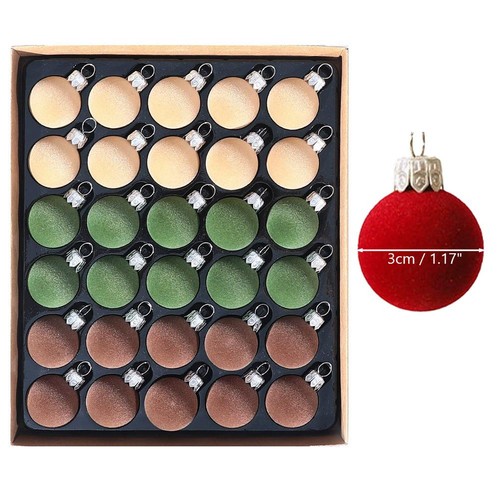 Confezione 30 Palline Albero Di Natale Floccate Velluto Decorative Y9V7 - Foto 8 di 20