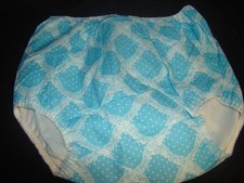 Vintage Plastic Lined Fabric Diaper Cover Blue Check Size Large