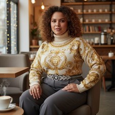 Women Silver Metal Chain Skinny Arrowhead Belt Big Lion Head Coin Charm M L XL