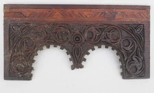 Good Antique Early 17th Century Double Arched Carved Oak Panel. English