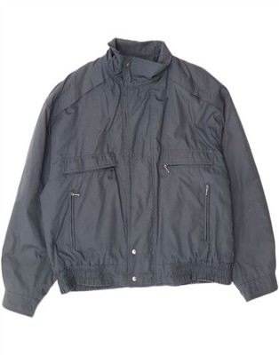 VINTAGE Mens Bomber Jacket IT 54 2XL Grey Polyester IG01