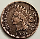 1904 Indian Head Cent VF Details Solid Feathers Nice Brown Surfaces BN1294