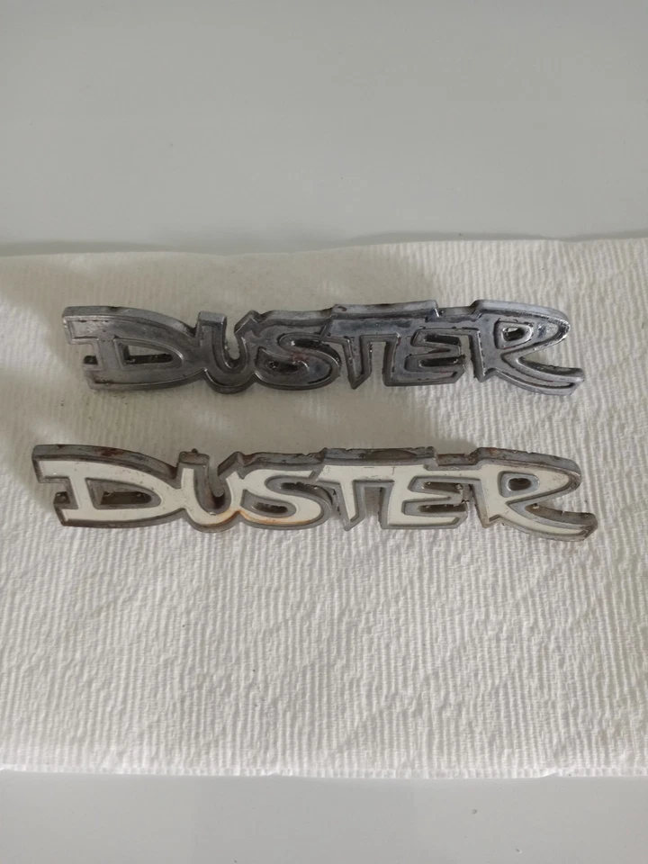 MOPAR 1972-1976 PLYMOUTH DUSTER NAMEPLATE CHROME FENDER EMBLEMS P/N 3680304 - Image 3 of 3
