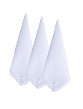 Ladies Embroidery Cotton White Handkerchiefs Lace Wedding Hankies Soft