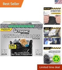 Durable 3 MIL Trash Bags - 50 Count, 33 Gallon Capacity, Eco-Driven Performance