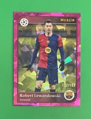 2024-25 Merlin UEFA Club Competitions #96 Robert Lewandowski Pink Atomic #/199