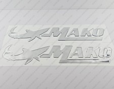MAKO BOAT LOGO CHROME RAISED DOMED 3D DECALS STICKERS 28" x 7.3" 2pcs