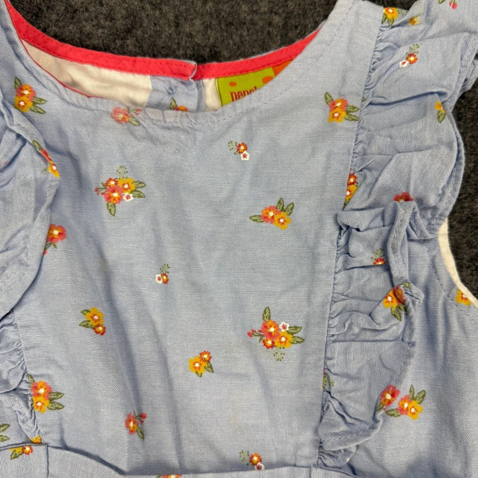 Penelope Mack Girls Dress Size 6X Blue Floral Ruffle Sleeveless Casual Cute - Image 2 of 4