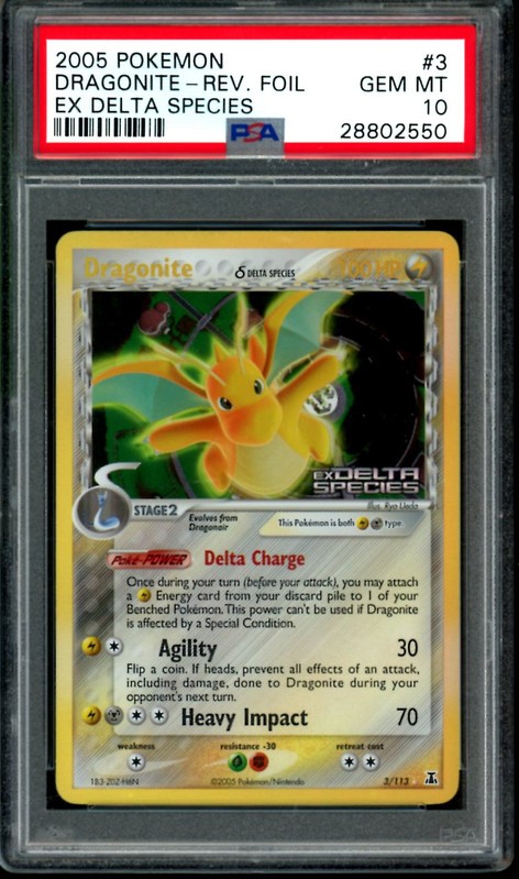 Dragonite Pokemon 2005 Reverse Foil EX Delta Species English 3/113 PSA 10