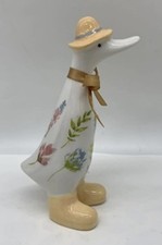 CERAMIC DUCK WITH BEES & WILDFLOWER DESIGN Home Decor Ornament Patio Gift H14cm