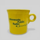 Fiesta Ware Coffee Mug O Ring Handle MPR Minnesota Public Radio Promo Cup Yellow