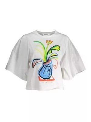 Desigual Mariscal Art Graphic Crop T-Shirt Women s Size M New Oversized Fit