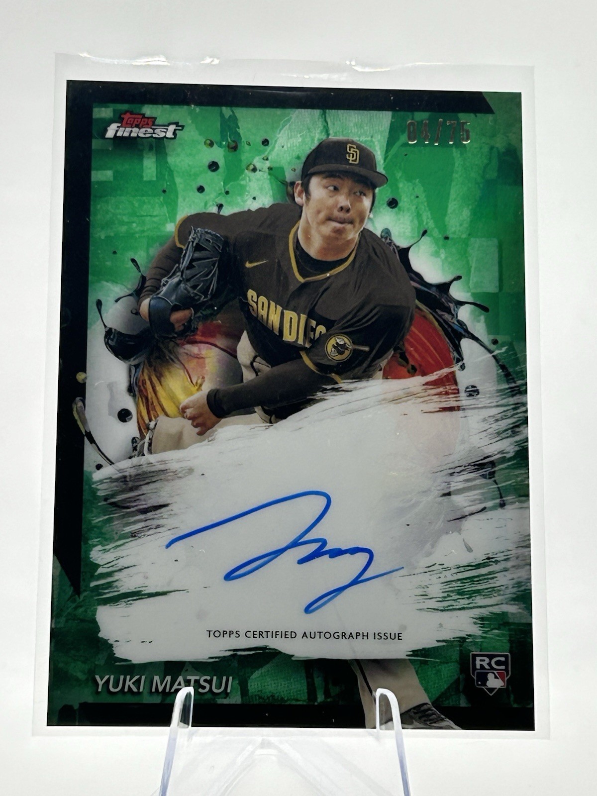 2024 Finest Autographs Green Refractors Yuki Matsui RC ROOKIE AUTO 72/75