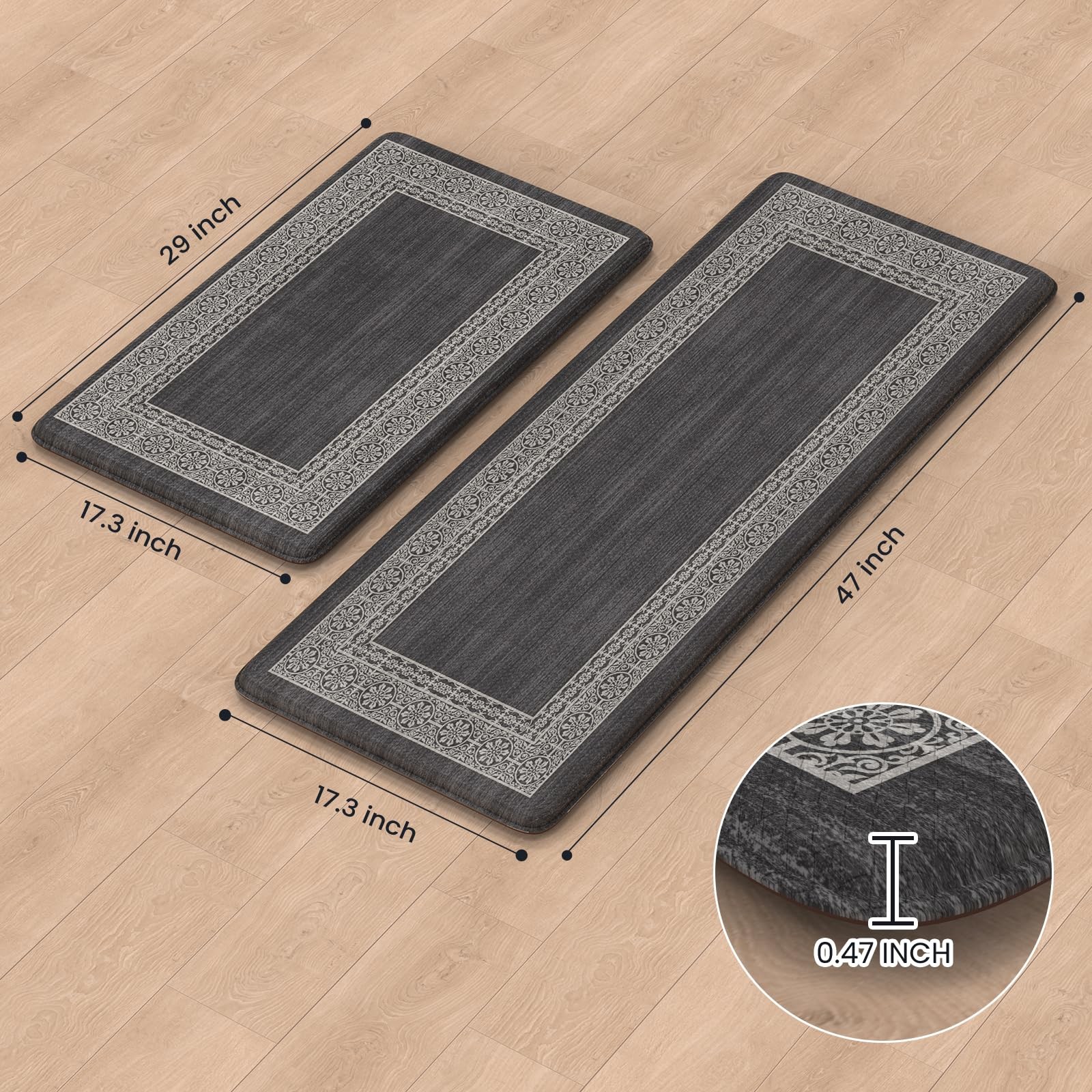 Kitchen Mats Cushioned Anti Fatigue Mats for Kitchen Floor, Non-Skid Waterpro...
