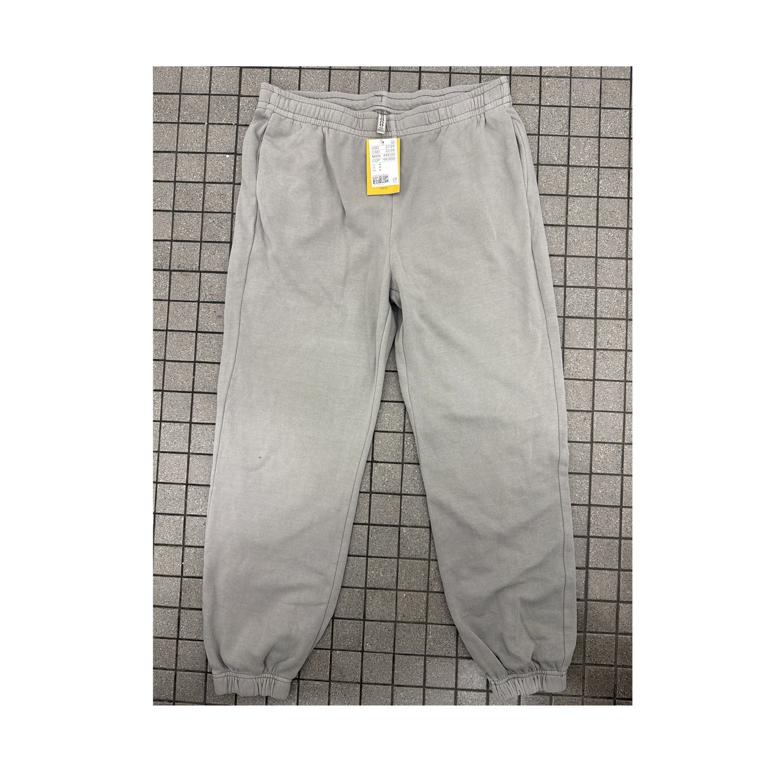 ZARA Men's Gray Sweatpants L Elastic Waist Pockets Tapered Cotton Blend