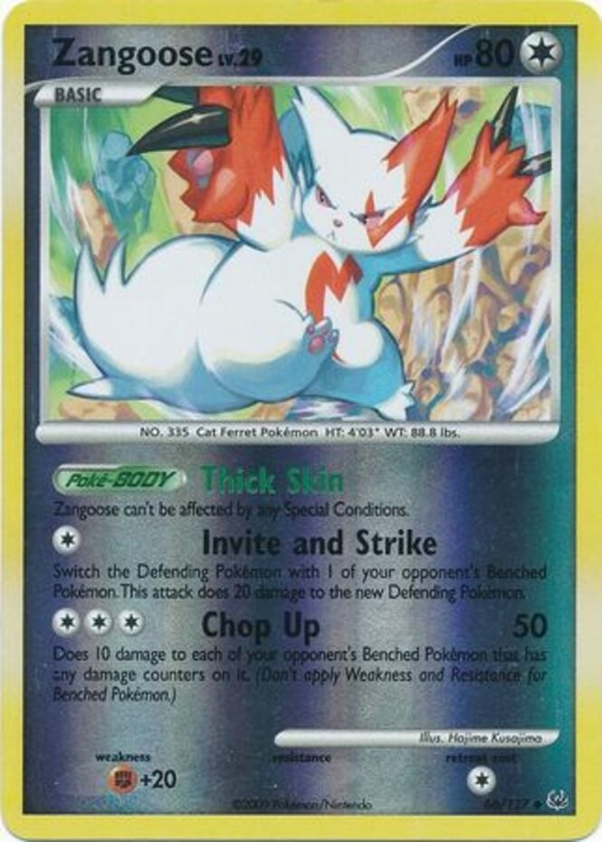 1x Zangoose - 66/127 - Uncommon - Reverse Holo Lightly Played Pokemon Platinum