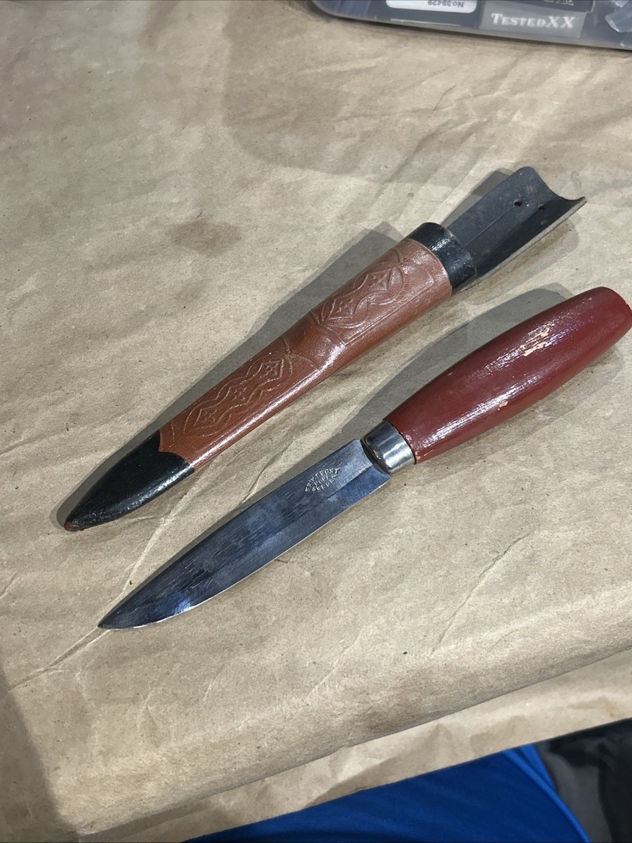 Vintage Erik Frost Mora Knife Made in Sweden Wood Handle With