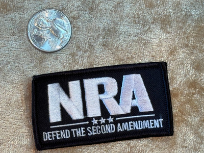 NRA  Defend the Second Amendment  Embroidered Patch   Black & White   3  x 2 
