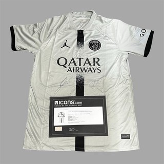LIONEL MESSI & MBAPPE Signed PSG Home Jersey COA Icons