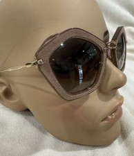 AUTHENTIC MIU MIU Sunglasses SMu 06O Rose Gold Mu06Os 53m Cat Irregular Texture
