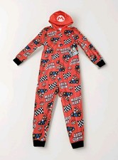 Mario Kart boys pajamas union suit SMALL 6/7 Red cuff fleece