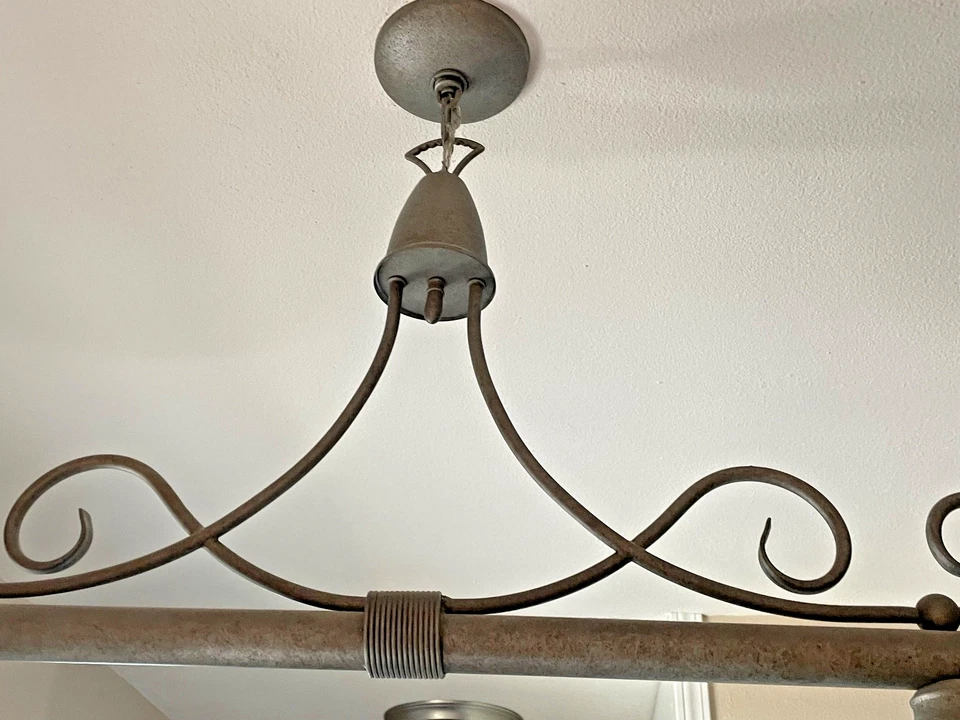 ВИНТАЖНАЯ барная островная 2 СВЕТЛАЯ ЛЮСТРА с втулкой из никелевого матового стекла деревенская стильная - Изображение 2 из 4