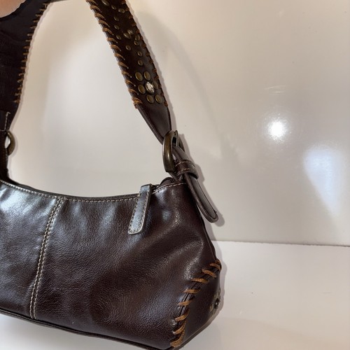 Vintage Y2K Nine West Handtasche braun Baguette Tasche klein Schultertasche Rhein Steine - Bild 5 von 14