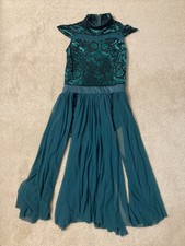 Weissman LC Large Child Green Velvet Embellished Ballet Dance Costume Dress