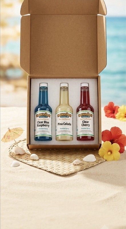 Hawaiian Shaved Ice Premium Syrup 3-Pack: Raspberry, Piña, Cherry