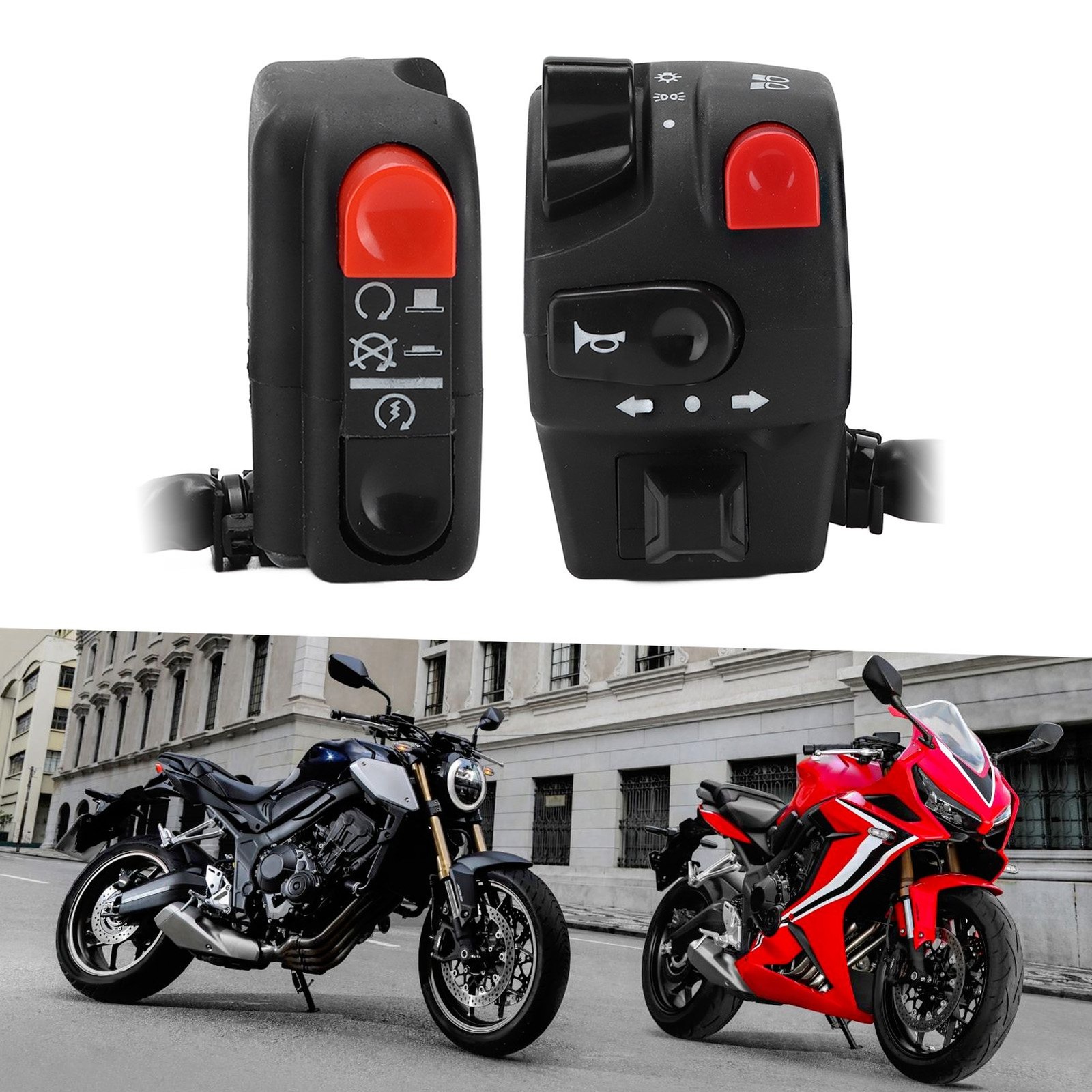 Pair 22mm Motorcycle Left Right Handlebar Controller Switch For Horn Turn Signal
