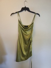 Cider Satin Slip Dress Chartreuse Spaghetti Straps, Y2K, 90s, Size XSmall