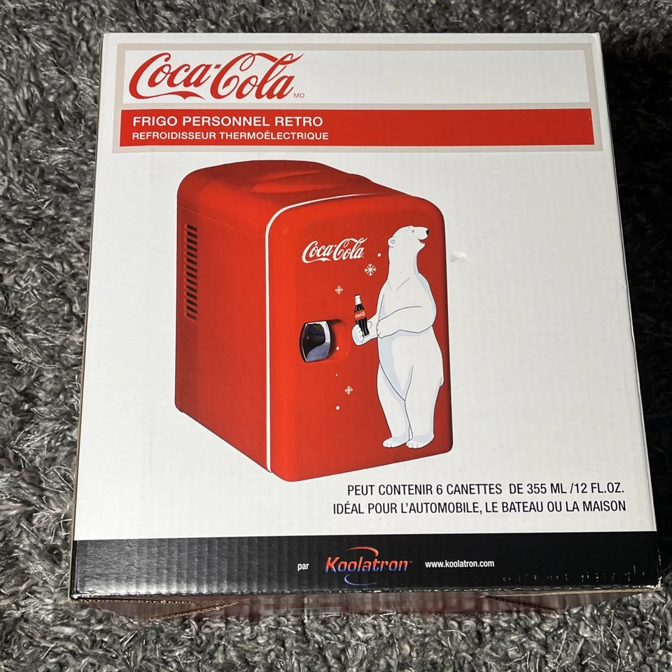 NIB Coca Cola Polar Bear Red Retro Personal Fridge Holds 6-12 Oz Cans Koolatron - Image 4 of 4