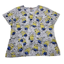 Despicable Me Minions Short Sleeve Scrubs Top W/ Pockets Women  s Size M