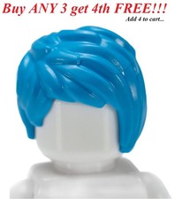    NEW LEGO Minifig Minifigure Girl Female Women DARK AZURE Hair Short Tousled