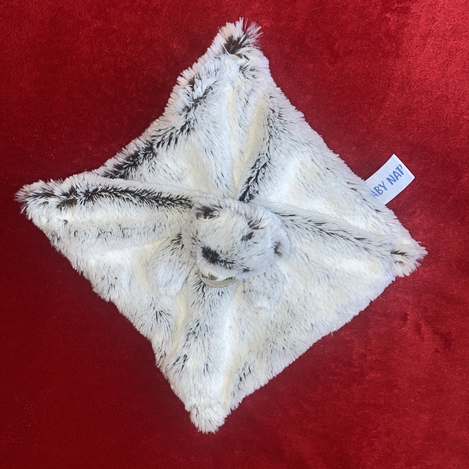 🇫🇷 Doudou Plat Ours Blanc Gris Chiné Fourrure Les Flocons BABYNAT ÉTAT NEUF - Photo 4/4