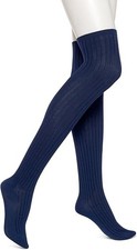 HUE Marbled Ribbed Boot Socks Blue Over The K...