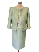 COUNTRY CASUALS LIGHT GREEN EMBROIDERED TOP PENCIL DRESS & JACKET SUIT SIZE 10