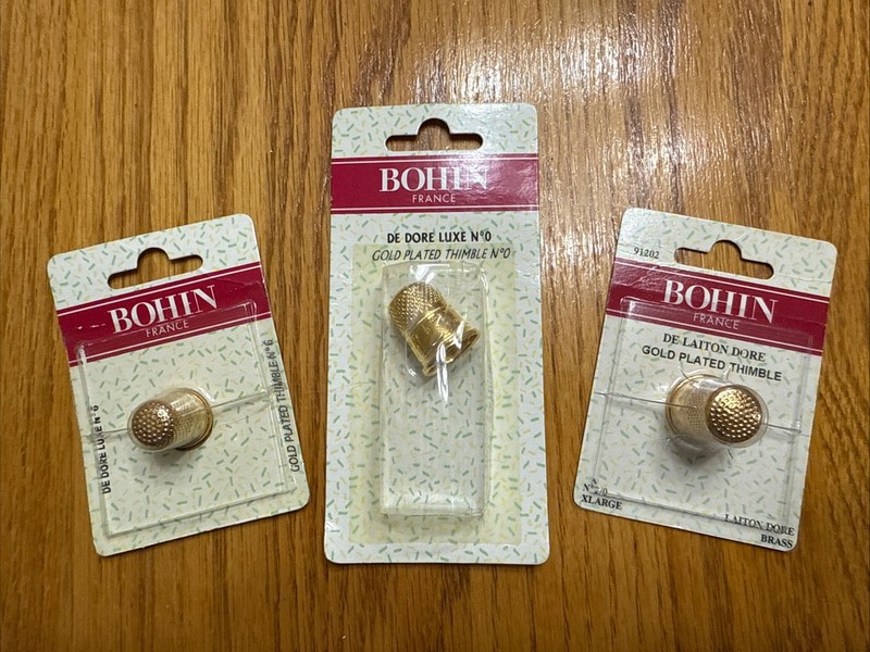 LOT of Bohin Gold Plated Thimbles No. 0, No. 6, No. 2/0 XL NEW