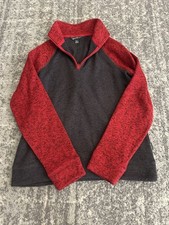 NWOT Eddie Bauer Fleece Pullover Sweater Boys Size Large 14. Red  Charcoal.