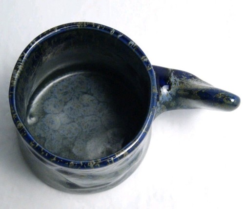 Doug Wylie Art Pottery Whale Tail Handle Coffee Mug Cup Blue Ceramic Drip Glaze - Picture 8 of 9