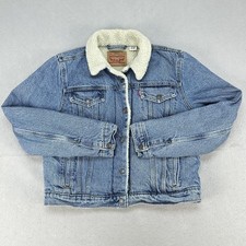 Levis Denim Turcker Jacket Kids Youth XL Blue Sherpa Lined Bomber 36136-0000