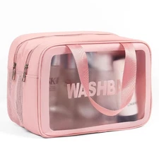 Wash Bag for Women & Men - Large Capacity Travel Toiletry Bag with Matte Tran...