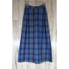 Cider Wide Leg Pants Skort Small Blue Plaid Flannel Tartan Retro Academic NWT