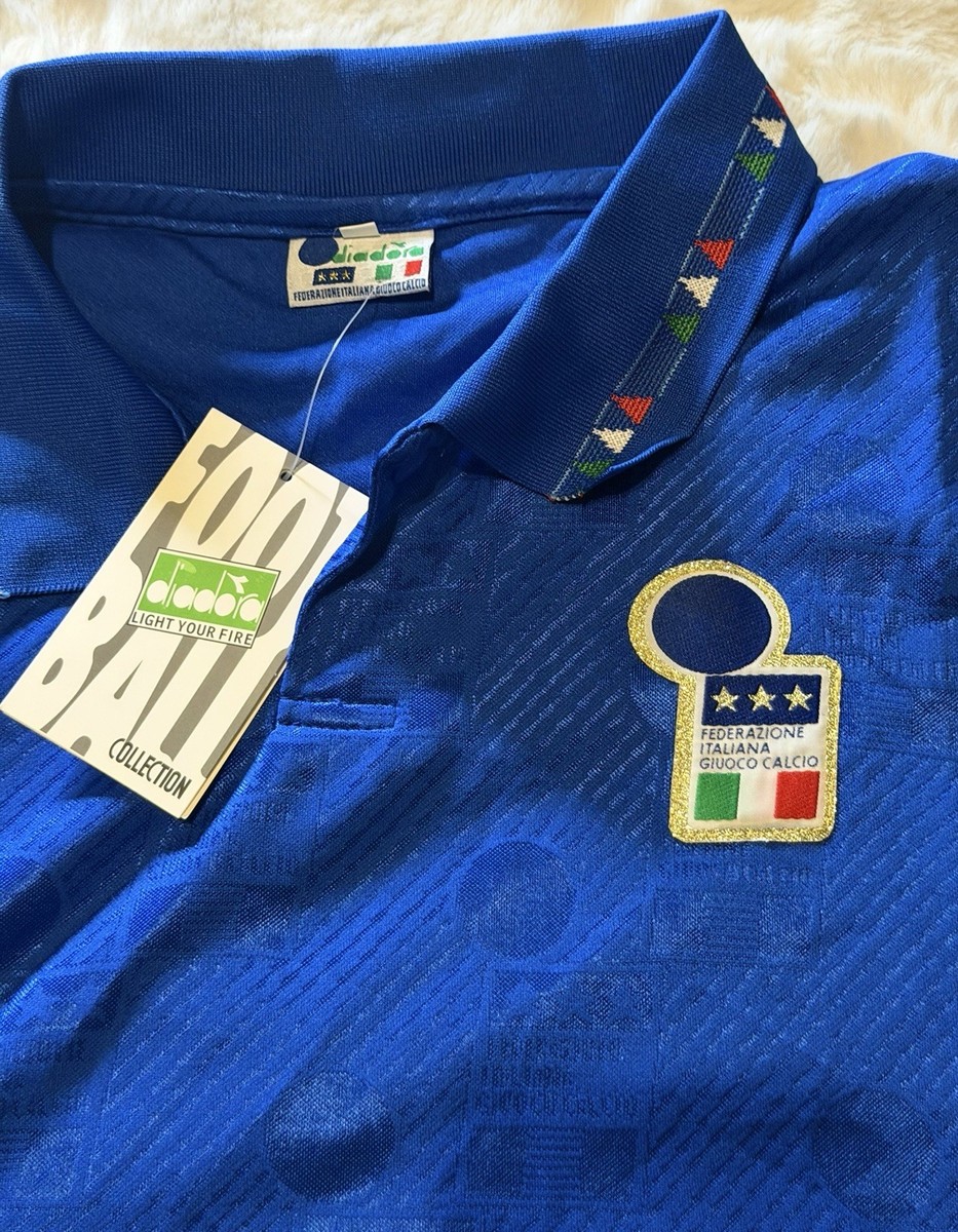 Diadora Italy National Team Soccer Jersey Blue USA Worldcup 1994