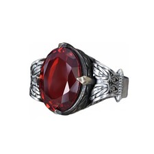 Byzantine Chain Design 925 Sterling Silver Garnet Stone Men's Ring, Handmade